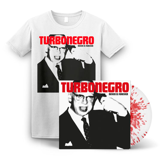 TURBONEGRO - Never is Forever (LP White Vinyl With Red Splatter + T-shirt Bundle)